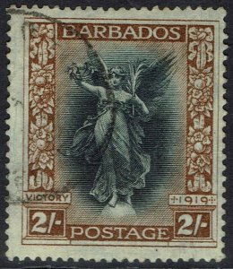 BARBADOS 1920 VICTORY 2/- USED