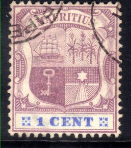 Mauritius 1895 - 99 QV 1ct Ultramarine & Purple Used SG 127 ( D1045 )