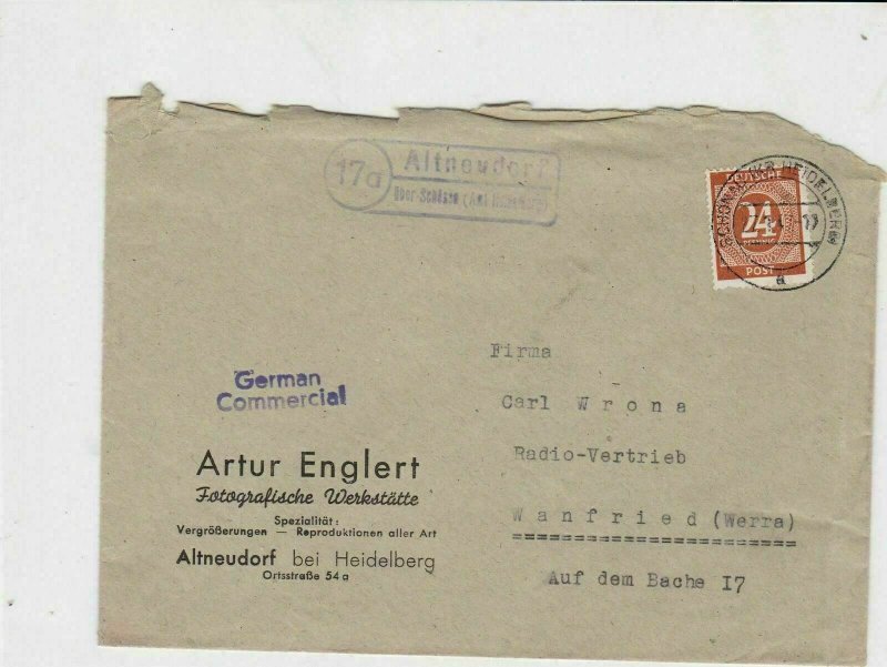 germany 1940s allied occupation stamps cover ref 18678