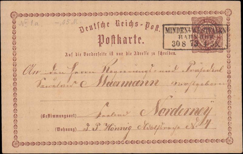 GERMANY 1873 GOVERNMENT POSTAL CARD 102