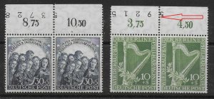 Germany Berlin 1950 ,2 Pairs with Numbered Tabs,Sc # 9NB4-N9B5,VF MNH** V€400