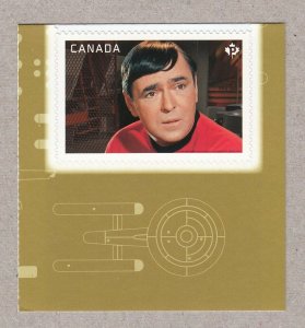 STAR TREK 50th Ann. = JAMES DOOHAN as SCOTTY stamp cut fr Booklet Canada 2016