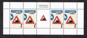 Surinam   #1301  MNH 2003  sheet with  4 stamps 4000f 10% grade traffic signs