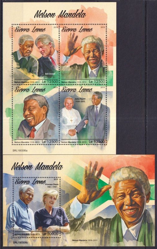 Gs0817 2019 Sierra Leone Mandela Pope John Paul II Diana #10866-69+Bl1687 Mnh