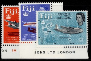 FIJI QEII SG338-340, 1964 anniv of Fiji-Tonga airmail set, NH MINT.