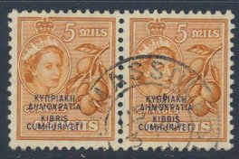 Cyprus  SG 190  SC# 185 Used pair OPT Cyprus Republic see detail and scan