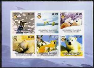 Mauritania 2002 Polar Bears #2 imperf sheetlet containing...