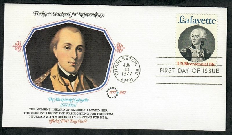 1716 Lafayette Unaddressed Fleetwood FDC