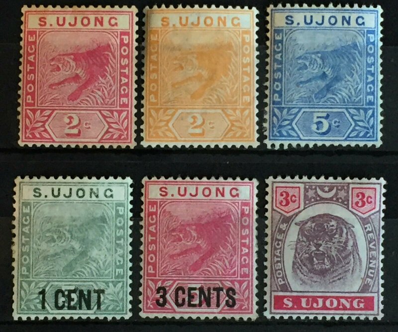 Malaya 1891-95 Sungei Ujong Tiger 6V MH/LH SG#50-55 CV£82 M2442