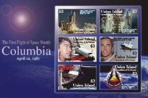 Union Island 2006 - Columbia Space Shuttle Sheet of 6 Perforated stamps MNH