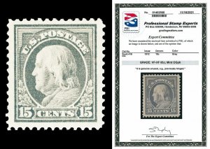 Scott 418 1912 15c Franklin Perf 12 Issue Mint Graded VF-XF 85J LH w/ PSE CERT