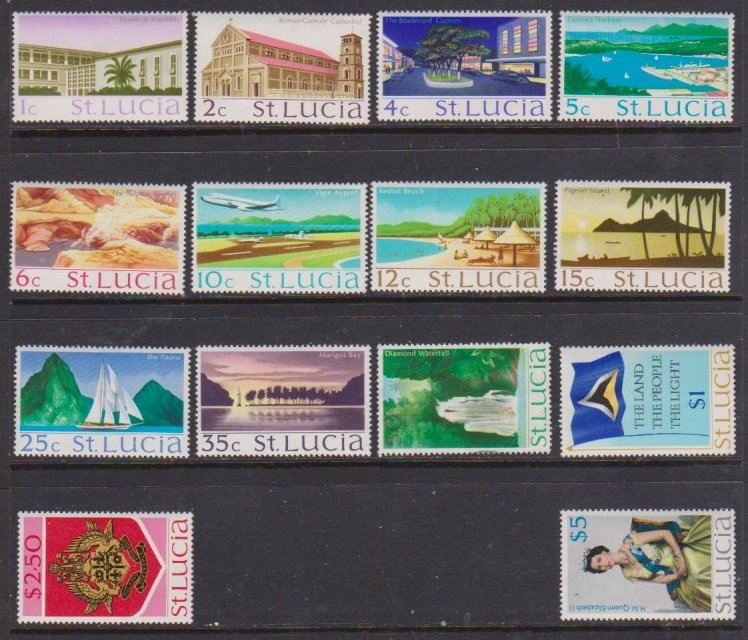 1970-1973 St. Lucia Scott # 261-274 Queen & Views MNH short set