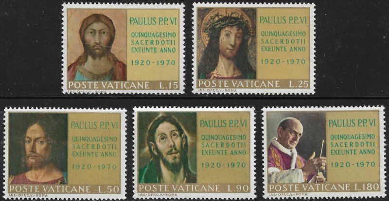 Vatican City Stamp Set - Scott #487-491/A146 Portraits of Christ OG Mint/LH 1970