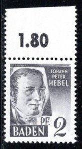 Germany - French occ. Scott # 5N1, mint nh, var. paper/color, Mi # 1yvII