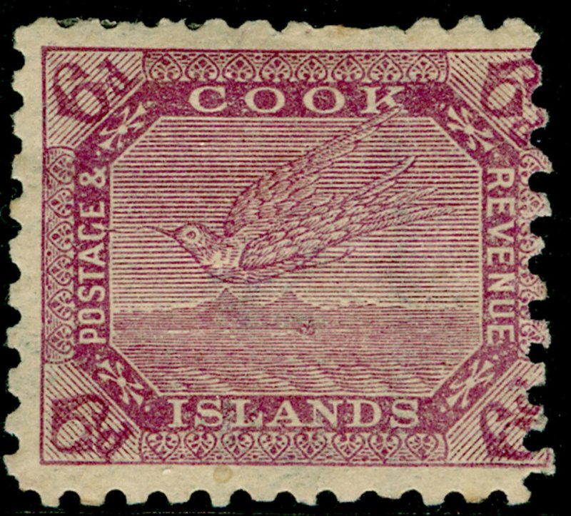 COOK ISLANDS SG18, 6d purple/thin toned, M MINT. Cat £42.