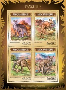Mozambique 2014 Kangaroos of Australia 4 Stamp Sheet 13A-1533