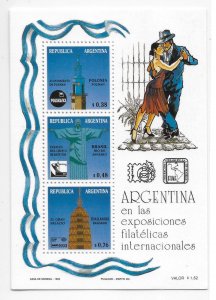 Argentina 1993 Intl philatelic exhibitions Dance Dancing Sheet Sc 1792 MNH C3