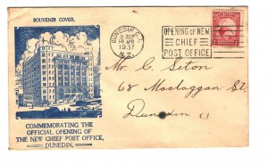 New Zealand Sc#186A on Souvenir Cover - Dunedin Chief Post Office Opening