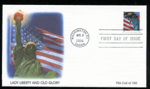 US 3981 Flag & Statue of Liberty Coil P 9.5 microprint UA Fleetwood cachet FDC