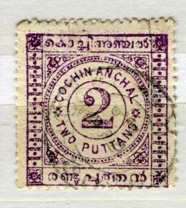 INDIA COCHIN; 1903 early classic Local Numeral issue used SHADE of 2p. value