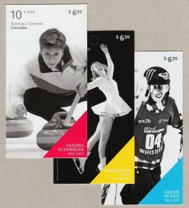 PIONEERS WINTER SPORTS = Booklet of 10 MNH Canada 2014 #2705a-07a (BK572 - 574)