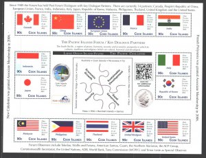 Cook Islands. 2012. Small sheet 1740-53. Flags of countries coin. MNH.