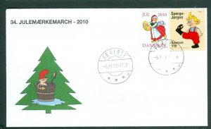 Denmark Cover. 2010. Værl.“Christm. Seal Walk # 34. Sc# 1482. Santa Girl,Cookie.