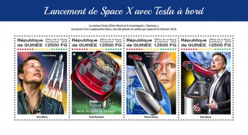 GUINEA - 2018 - SpaceX with Tesla - Perf 4v Sheet - MNH