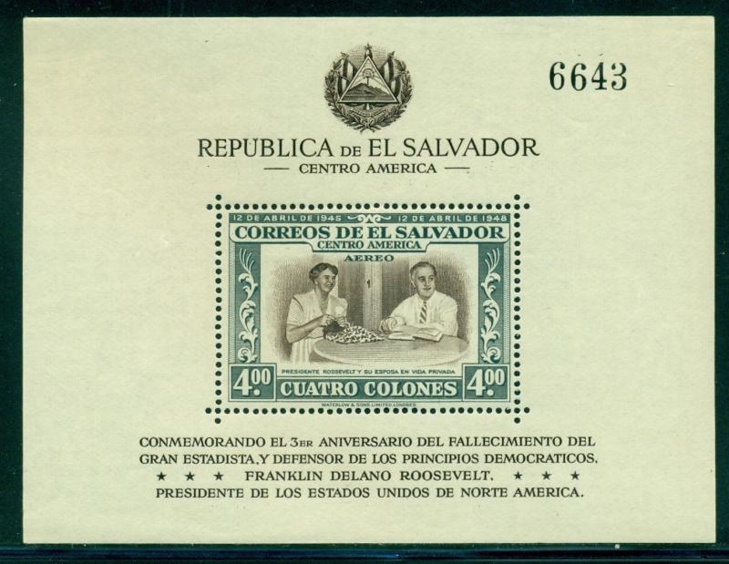 Salvador Scott #C117 MH S/S Franklin and Eleanor Roosevelt FDR CV$5+