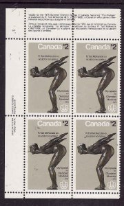 Canada id#11387 - Sc#657 -$2 The Plunger-Olympics-unused NH plate block-UL-197