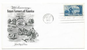 US 1024 (Me-4) 3c Future Farmers on FDC Artmaster Cachet Unaddressed ECV $7.00