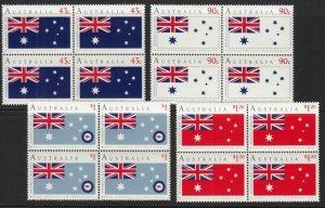 1991 Australia Day flags 4 different MNH blocks of 4 Sc 1199-1202 SG 1275-8