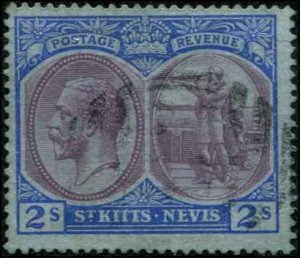 St. Kitts-Nevis SC# 32 King George V 2sh Used  wmk 3