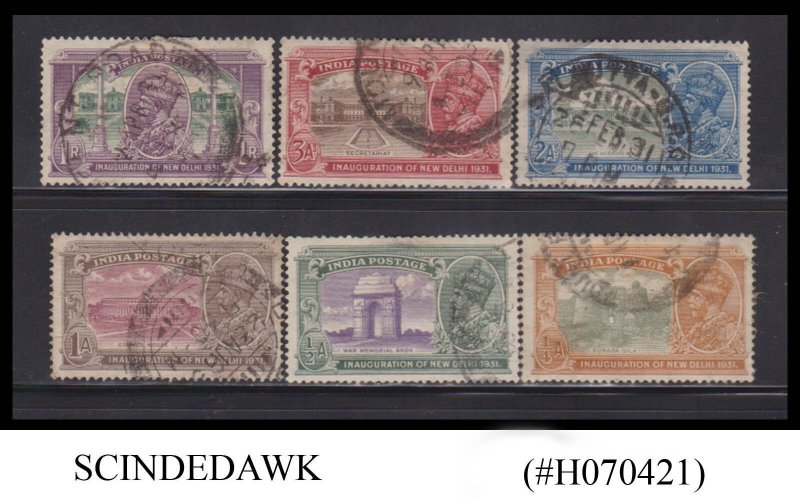 INDIA - 1931 INAUGURATION OF NEW DELHI - KGV SG#226-31 - 6V - USED