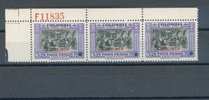 COLOMBIA Air Mail Stamps $3 ABNCo *F10826/11835* SPECIMEN 2 Blocks{3} MNH ZS24