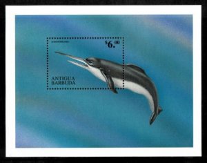 Antigua 1999 - Marine Life, Dolphin - Souvenir Stamp Sheet - Scott #2254 - MNH