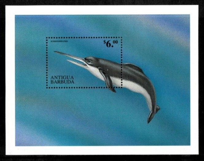 Antigua 1999 - Marine Life, Dolphin - Souvenir Stamp Sheet - Scott #2254 - MNH