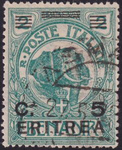 Eritrea 1922 #59 fvf u 5c on 2b Blue Green plus ovpt