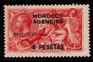 MOROCCO AGENCIES SG136s 1914 6p on 5/= ROSE-CARMINE SPECIMEN OVPT DBLE MTD MINT