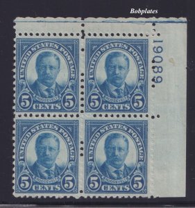 BOBPLATES US #637 T Roosevelt Upper Right Plate Block 19089 VF MNH SCV= $17.5