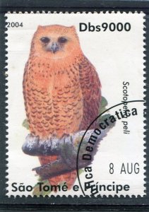 Sao Tome & Principe 2004 BIRD OWL 1 value Perforated Fine Used