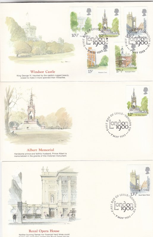 1980, Great Britain: Famous Buildings, Grp 6, FDC (S18765)