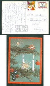 Denmark. Christmas Card 1988. Seal+ 3.00 Kr. Odense.Candle,Stars,Tree Decoration