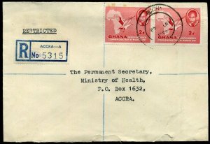 Ghana 1957 Registered Accra A Restricted x3 Independence 2d