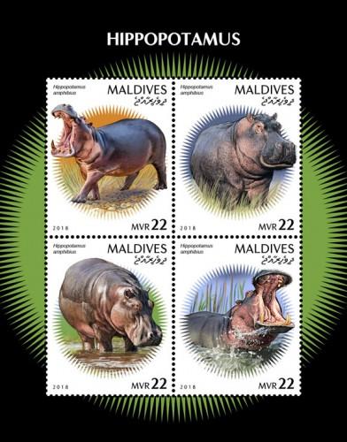 MALDIVES - 2018 - Hippopotamus - Perf 4v Sheet - MNH