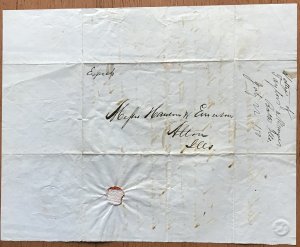 US Alton Illinois Stampless Cover 7/22/1850 SEE PHOTOS L37