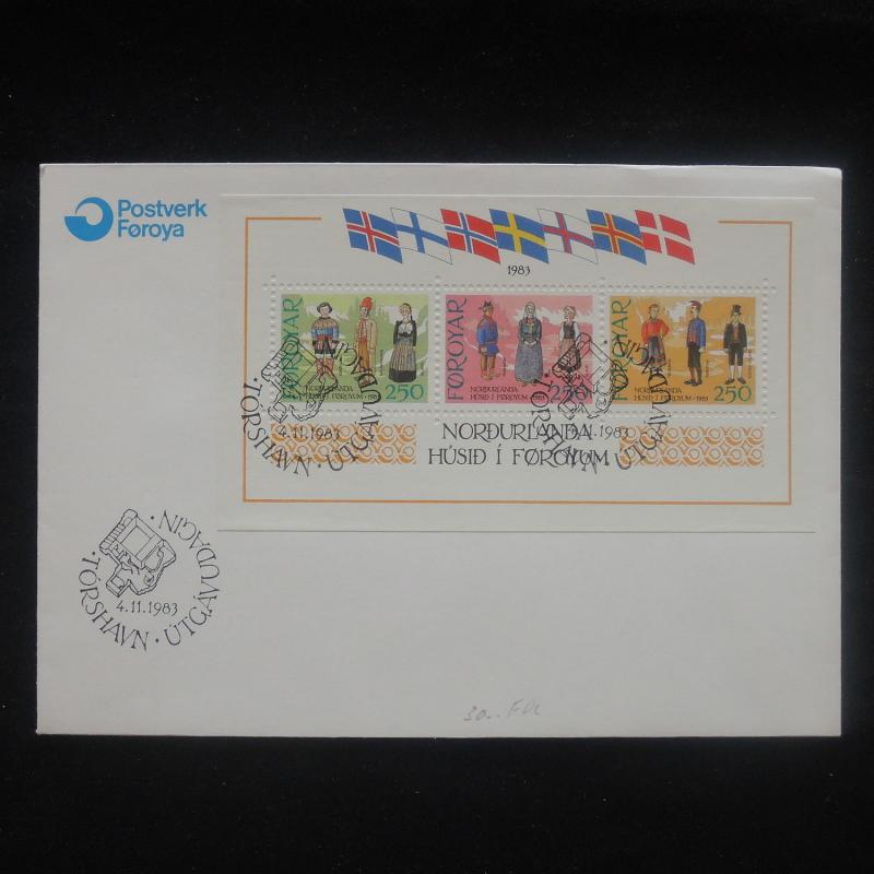 ZS-P315 FAROE - Fdc, 1983 Sheet Of Norwegian Uses, People Cover