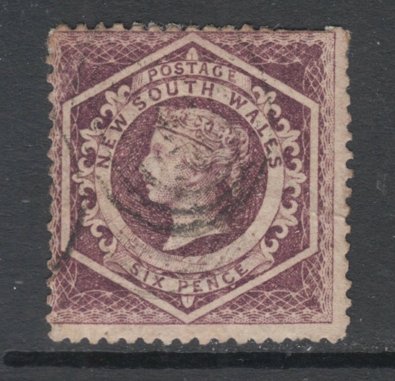 New South Wales Sc 40, used. 1860 6p violet Diadem, inverted watermark, sound