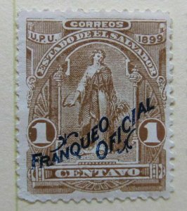 A6P38F197 Salvador Official Stamp 1899 Blue Optd 1cmh*-