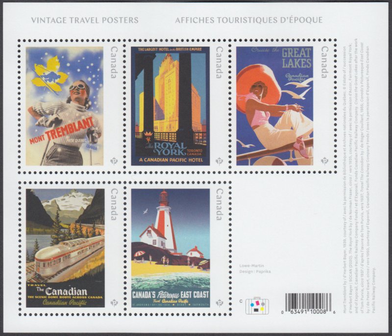 Canada  - *NEW* Vintage Travel Posters Souvenir Sheet - 2022 - MNH